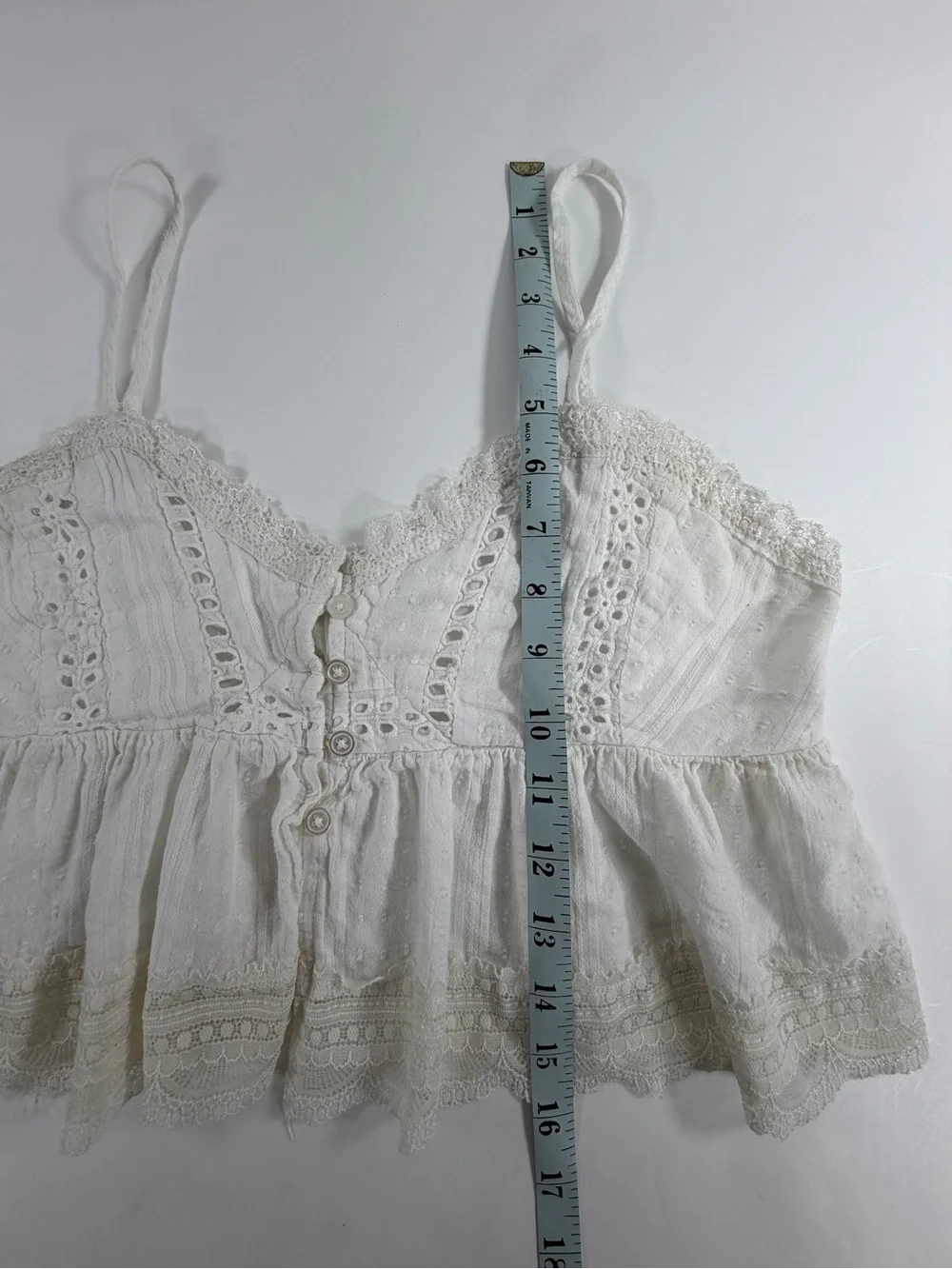 L.A. Hearts Cottagecore Eyelet Lace Peplum Crop Cami Tank White Small - Picture 5 of 5